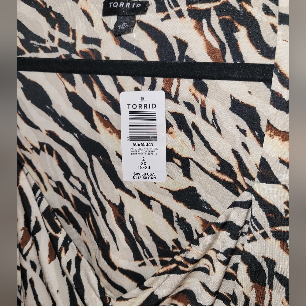 NWT Torrid Zebra Print Side Cutout Midi Dress - Size 2X - Picture 8 of 9